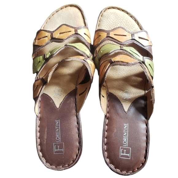 FLORENTINE Multicoloured Leather Slippers - Picture 1 of 11